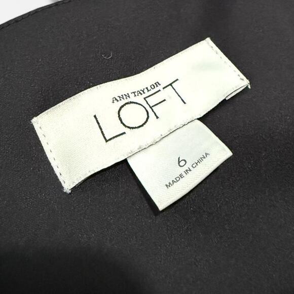 Ann Taylor LOFT Black Silk Strapless Milkmaid Peplum Babydoll Top 6/S - Picture 7 of 8